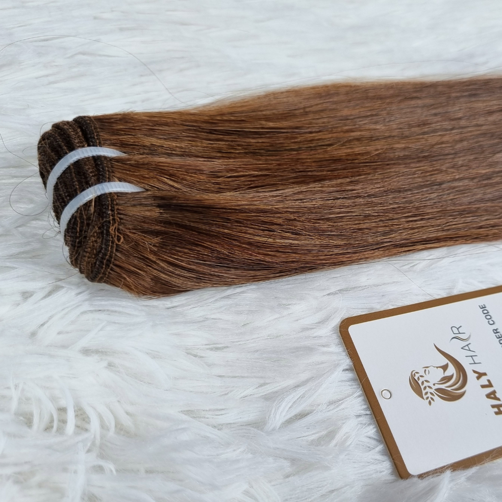 Dark brown virgin hair weft extensions-HALY HAIR
