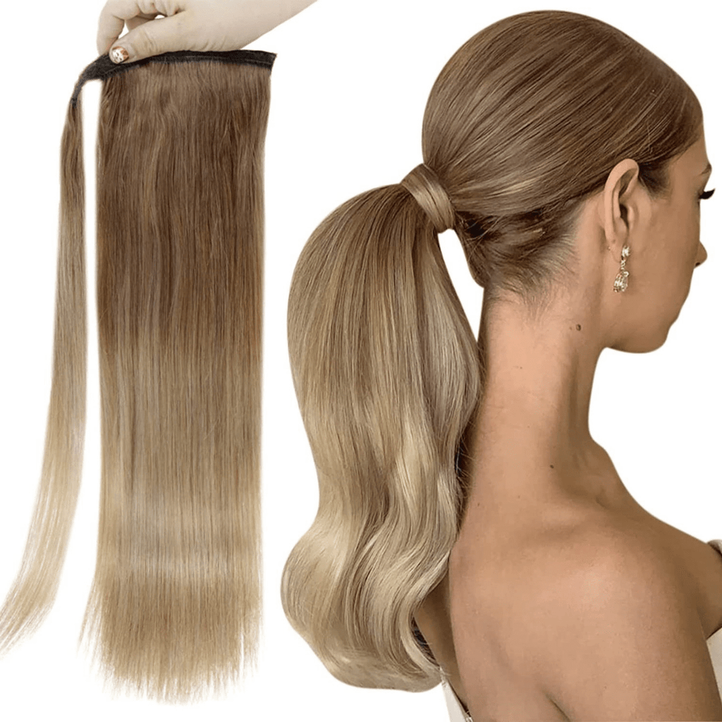 Medium blonde ponytail hair extensions - HALY HAIR