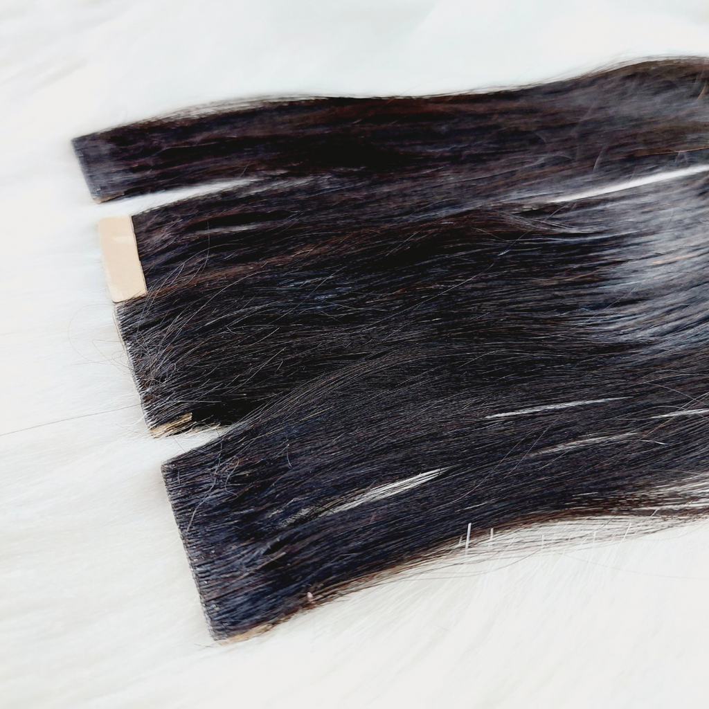 Invisible tape hair extensions black color - HALY HAIR